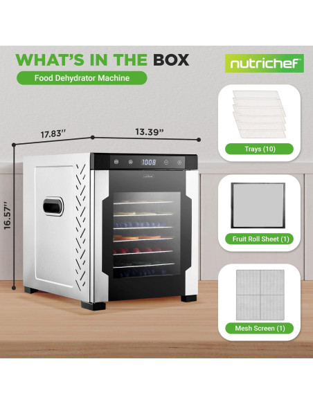 Deshidratador de Alimentos NutriChef NCFD10S 900W 10 Bandejas