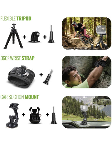 Cámara de Acción GoPro HERO Negra 4K 12MP Impermeable + Accesorios