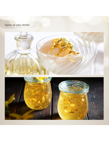 Hojas de Oro Comestible 24K YongBo, 10 Hojas 2.5cm x 2.5cm