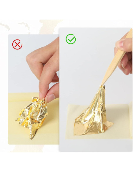 Hojas de Oro Comestible 24K YongBo, 10 Hojas 2.5cm x 2.5cm