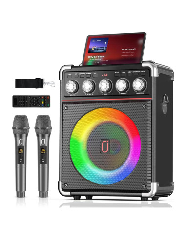 Máquina de Karaoke PPMIC Altavoz Bluetooth 3.98kg 2 Micrófonos