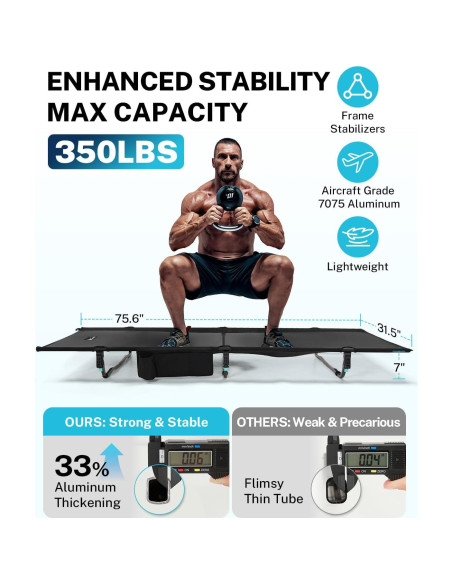 Cama de Camping Gonex Extra Ancha 80x190cm Soporta 158.76kg