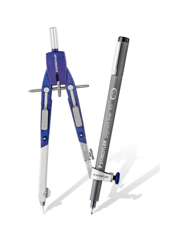 Set de Compás de Metal 4 Piezas Staedtler 552 02 Ajuste Rápido