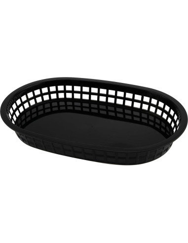 30 Cestas de Plástico Negras Ovaladas HEIHAK para Comida Rápida