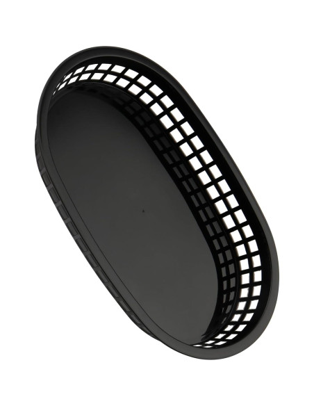 30 Cestas de Plástico Negras Ovaladas HEIHAK para Comida Rápida