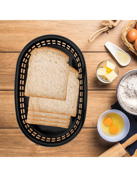 30 Cestas de Plástico Negras Ovaladas HEIHAK para Comida Rápida