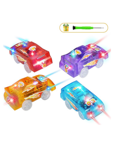 Coches de Pista de Reemplazo Save Unicorn con Luces LED - 4 Piezas