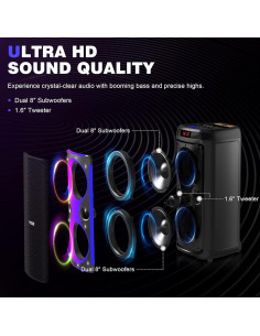 Máquina de Karaoke TGS 8" Bluetooth 120W 2 Micrófonos UHF 2