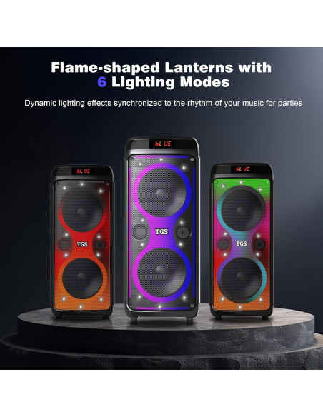 Máquina de Karaoke TGS 8" Bluetooth 120W 2 Micrófonos UHF