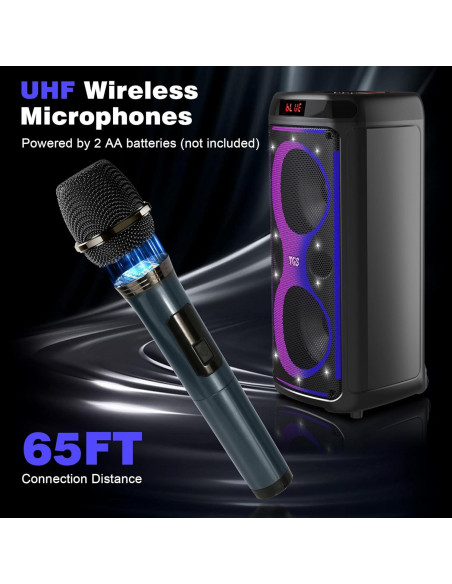 Máquina de Karaoke TGS 8" Bluetooth 120W 2 Micrófonos UHF