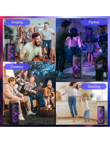 Máquina de Karaoke TGS 8" Bluetooth 120W 2 Micrófonos UHF