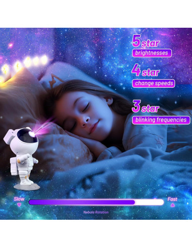 Proyector de Estrellas Astronauta Lonvis 11.9x11.2cm Luz Nocturna