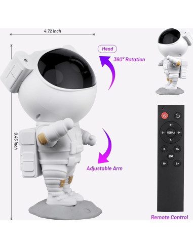 Proyector de Estrellas Astronauta Lonvis 11.9x11.2cm Luz Nocturna