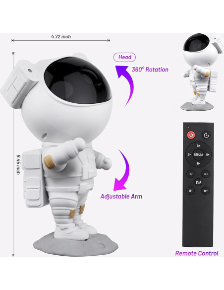 Proyector de Estrellas Astronauta Lonvis 11.9x11.2cm Luz Nocturna