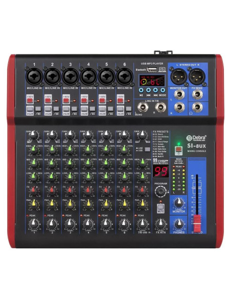 Mezclador de Grabación D Debra SI-8UX con 99 Efectos DSP