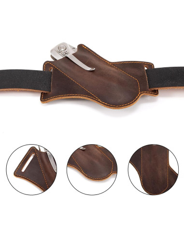 Funda de cuchillo de cuero QCWN para cinturón EDC 12.45 cm
