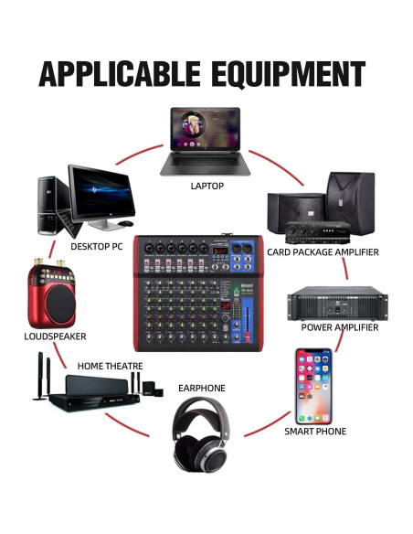 Mezclador de Grabación D Debra SI-8UX con 99 Efectos DSP