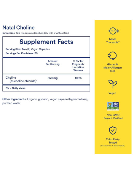 Suplemento de Colina Natal Ritual 550mg - 30 Días
