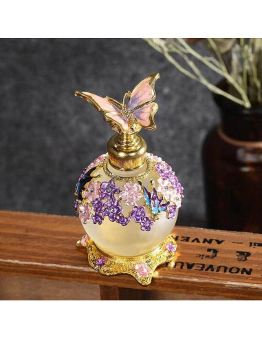 Botella de Perfume Vintage Morada 25ml TEAMWILL Decorativa