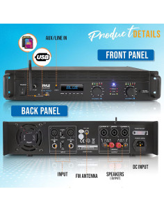 Amplificador Bluetooth Pyle PTA1000BT 2000W 2 Canales Rack 2