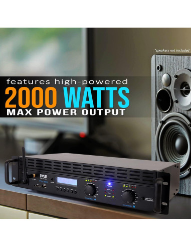 Amplificador Bluetooth Pyle PTA1000BT 2000W 2 Canales Rack