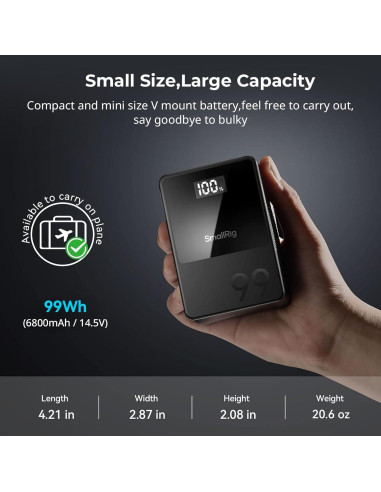 Batería V Mount SmallRig VB99 99Wh 6800mAh Carga Rápida