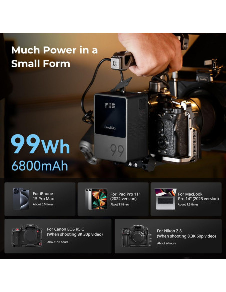Batería V Mount SmallRig VB99 99Wh 6800mAh Carga Rápida