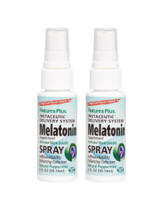 Spray de Melatonina Natures Plus 59 ml Sabor Menta - Paquete de 2
