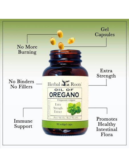Aceite de Orégano Herbal Roots 150mg - 90 Cápsulas Blandas