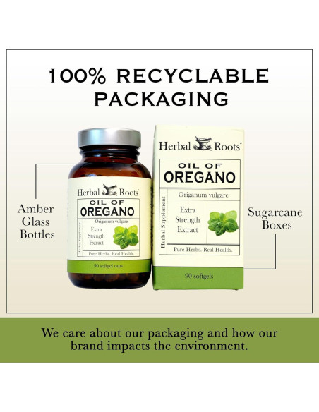 Aceite de Orégano Herbal Roots 150mg - 90 Cápsulas Blandas