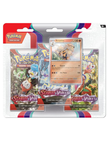 Pokemon TCG Escarlata y Púrpura 3 Paquetes + Arcanine