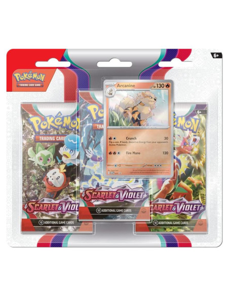 Pokemon TCG Escarlata y Púrpura 3 Paquetes + Arcanine Pokemon TCG Escarlata y Púrpura 3 Paquetes + Arcanine