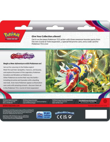 Pokemon TCG Escarlata y Púrpura 3 Paquetes + Arcanine