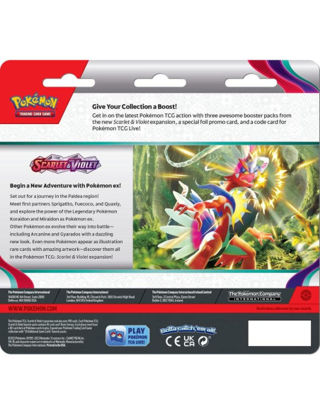 Pokemon TCG Escarlata y Púrpura 3 Paquetes + Arcanine Pokemon TCG Escarlata y Púrpura 3 Paquetes + Arcanine