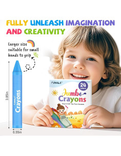 Crayones Jumbo No Tóxicos FUMILE 24 Colores para Niños 2