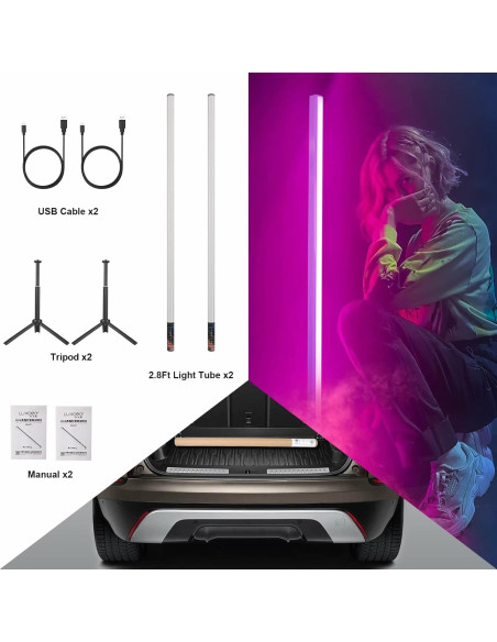 Barra de Luz RGB LUXCEO 2Pack LED 85cm Batería Recargable