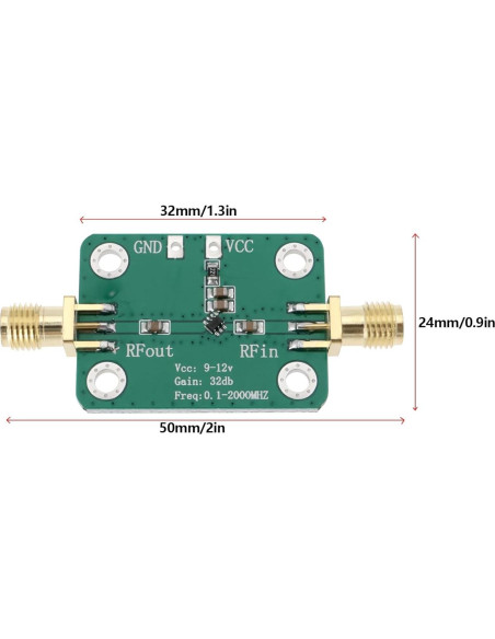 Amplificador RF Banda Ancha Crear Idea 2pcs 30dB 0.1-2000MHz