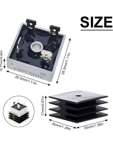5 Pcs Diodo Rectificador Puente KBPC5010 50A 1000V Monofásico