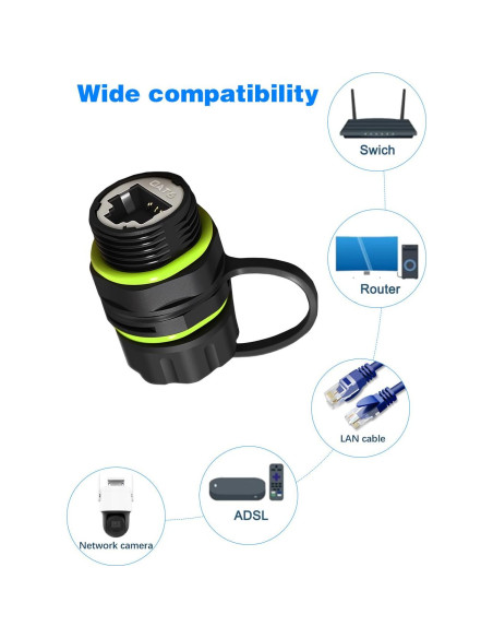 Acoplador RJ45 Impermeable Duttek IP68 Cat6 Femenino a Femenino