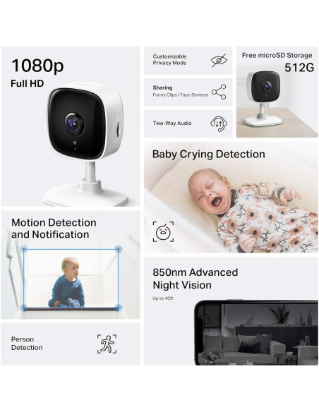 Cámara de Seguridad Interior TP-Link Tapo C100 1080P 4-Pack