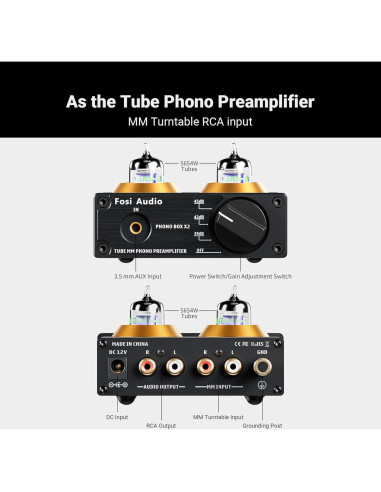 Fosi Audio Preamplificador Phono BOX X2 12V 0.31kg