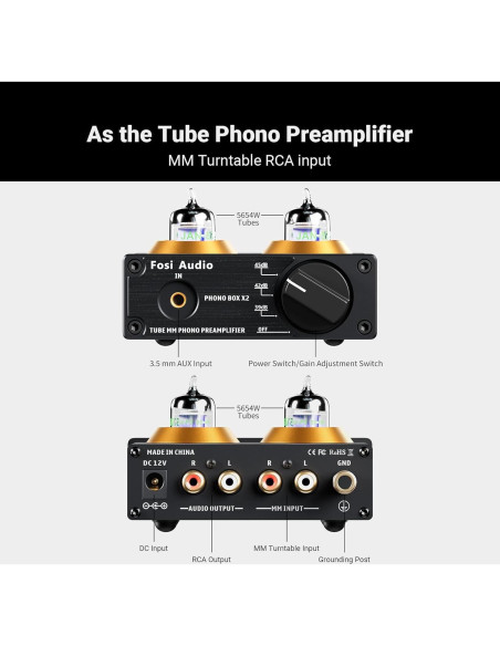 Fosi Audio Preamplificador Phono BOX X2 12V 0.31kg