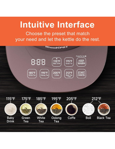 Hervidor Eléctrico ICOOKPOT 1.5L con Control de Temperatura