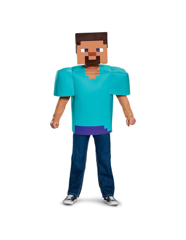 Disfraz Clásico de Steve Minecraft para Niños, Mediano 7-8 Años