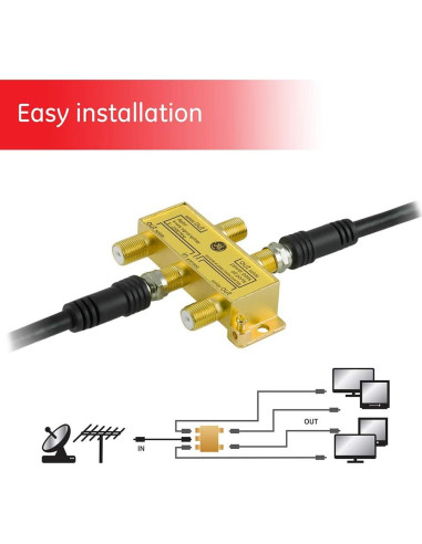 Divisor Coaxial Digital 4 Vías GE 2.5 GHz para TV y Internet