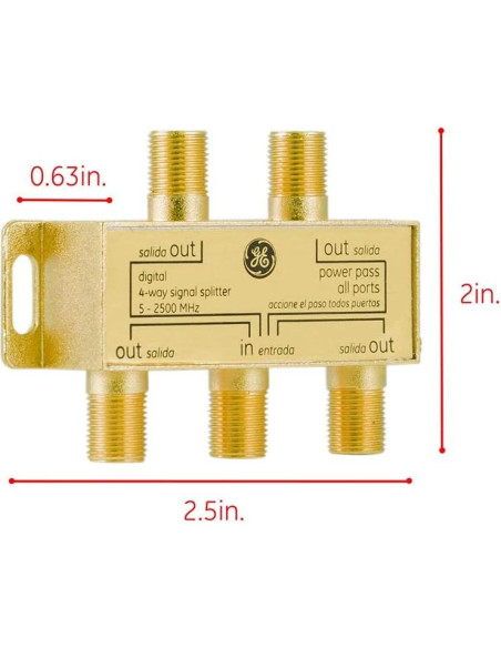 Divisor Coaxial Digital 4 Vías GE 2.5 GHz para TV y Internet