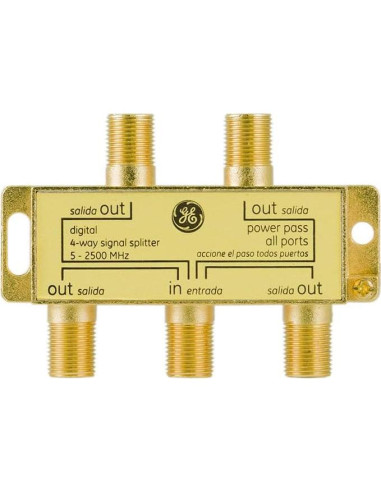 Divisor Coaxial Digital 4 Vías GE 2.5 GHz para TV y Internet