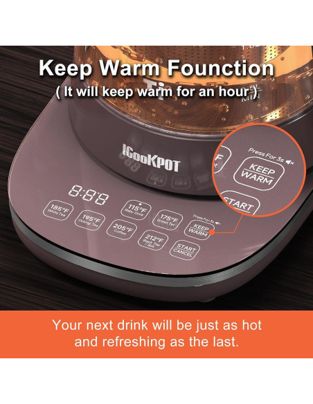 Hervidor Eléctrico ICOOKPOT 1.5L con Control de Temperatura