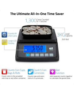 Balanza de Conteo de Monedas ZZap MS10 - 3 KG, Precisión 0.5g 2