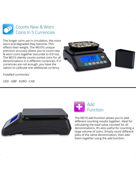 Balanza de Conteo de Monedas ZZap MS10 - 3 KG, Precisión 0.5g